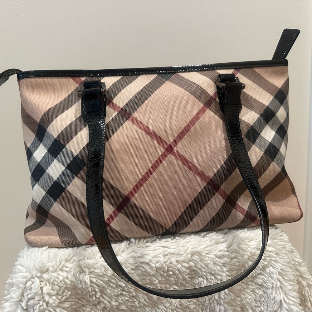 Burberry Pink and Black Check Shoulder Bag